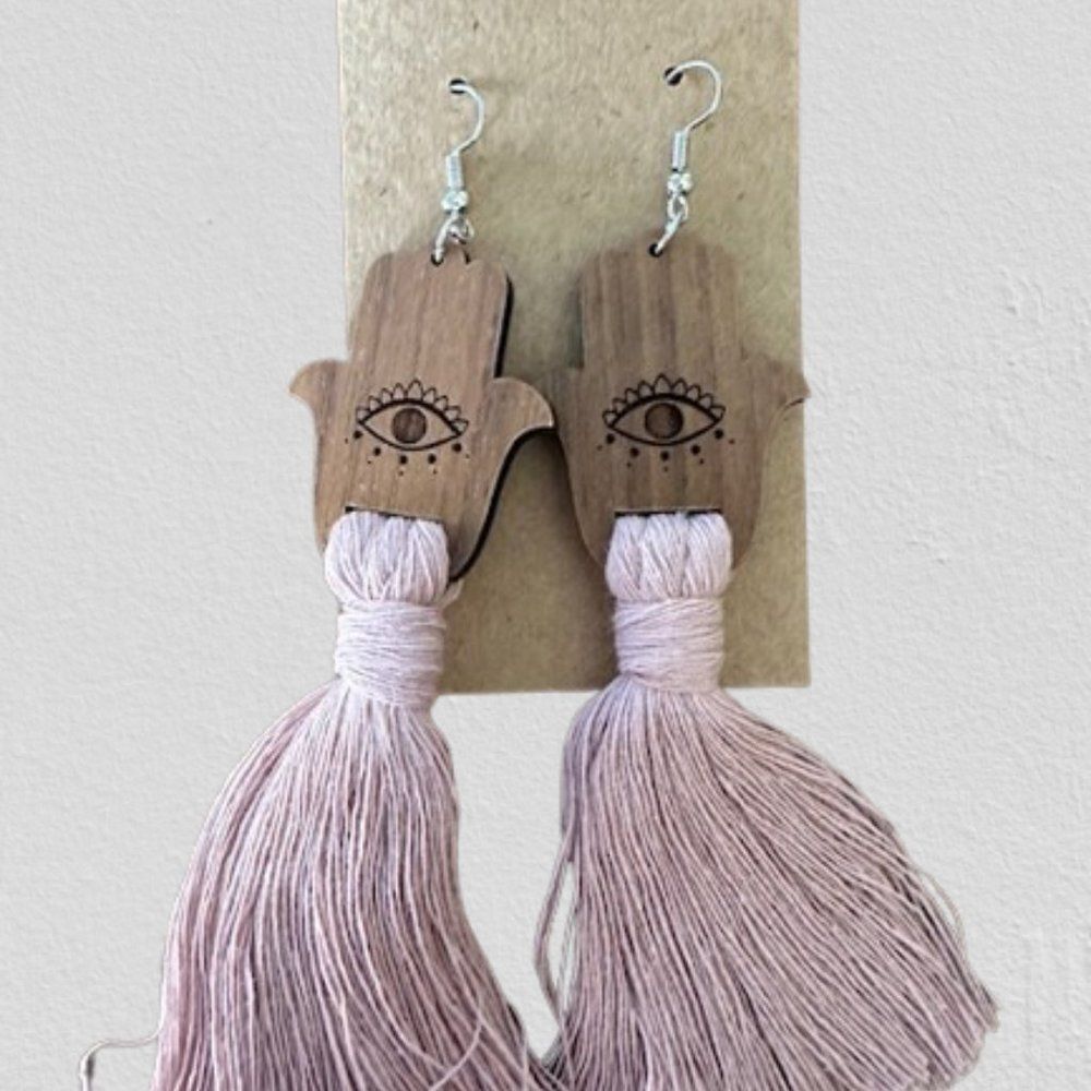 Evil Eye Macrame Earrings   4555   NWT Boutique